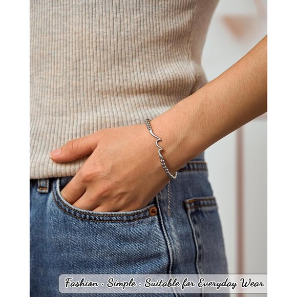 Sister Gifts Stainless Steel Wave Bracelet for Women Birthday Christmas - Picture 3 of 8